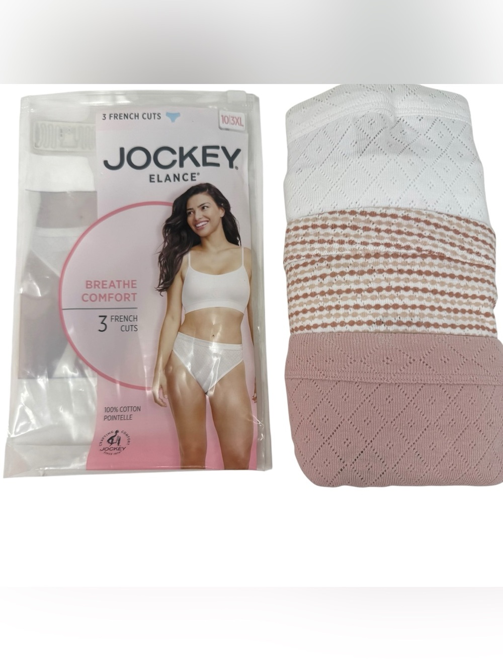 Jockey Elance Women’s size 3XL (10) French Cut Breathe Cotton Panties NWT